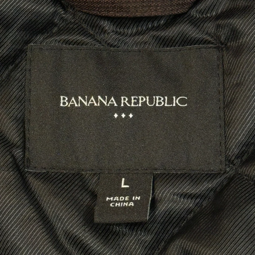 Banana Republic Mens Tailored Puffer Jacket Dark Oak Houndstooth Brown Large NWT